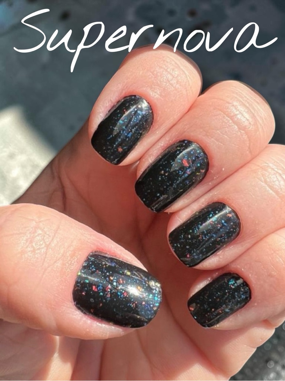 Color Street Supernova Black Glitter Retired Nail Strips